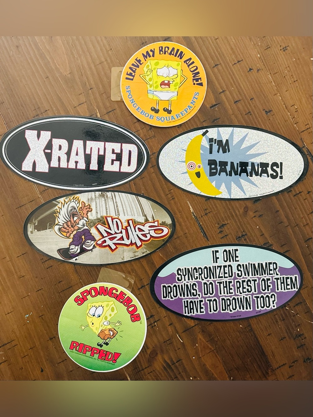 Humorous SpongeBob Stickers and other funny Decals (6 pcs)